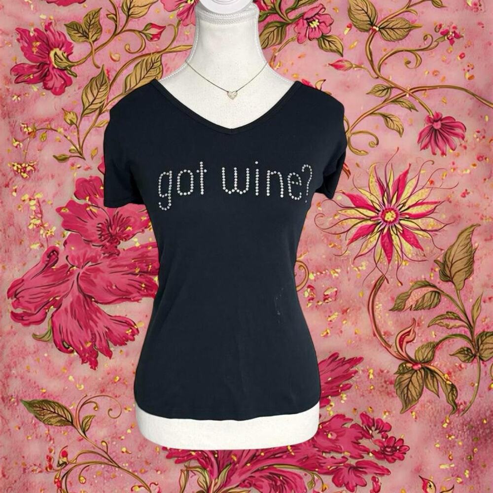 Got Wine ? Black Mcbling Baby Tee Full Length Fitted V Neck 100% Cotton size xl - Picture 1 of 8